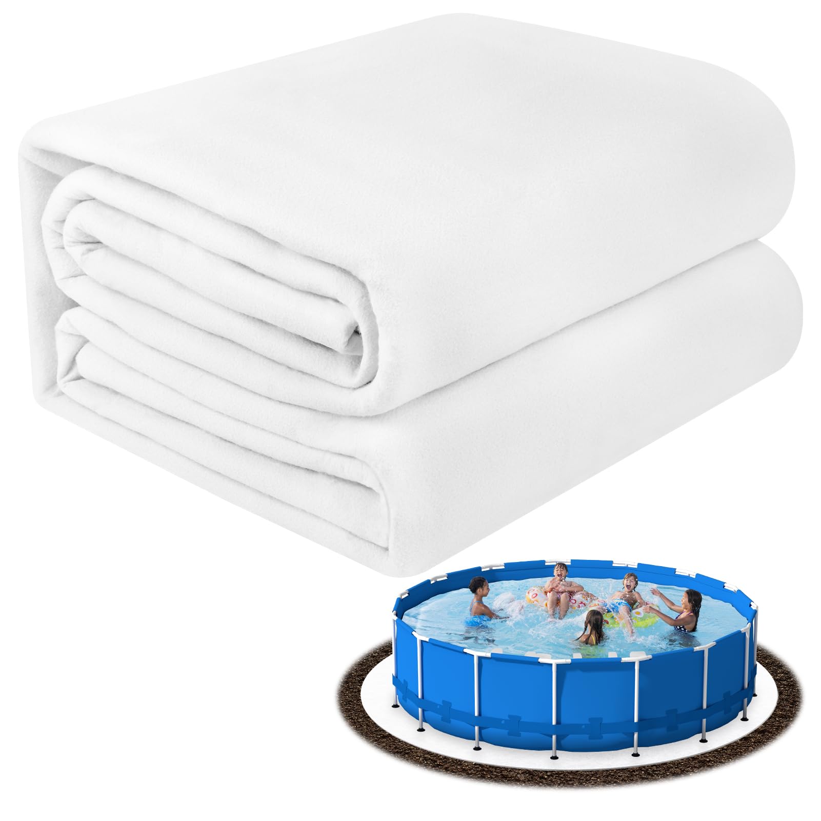 Photo 1 of *Dirty* TIXANF 12FT Pool Liner Pad,Seamless Above Ground Pool Liner, Pre-Cut Heavy Duty Round Pool Liner Pad,Durable Geotextile Material,Puncture Protection,Extend Liner Life(White)