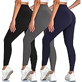 3 Pack Leggings for Women, High Waisted Tummy Control No See-Through Yoga Pants for Workout Running