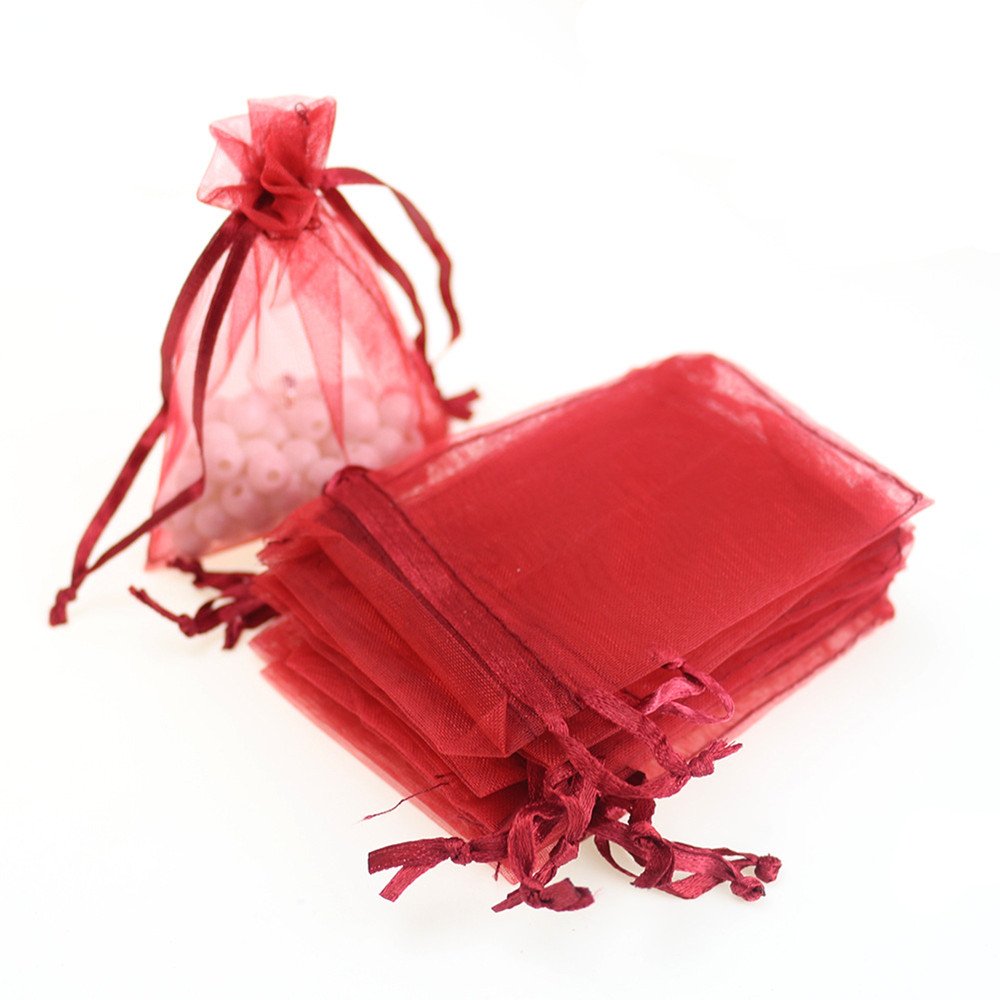 Yunko 50pcs Snowflake Sheer Organza Drawstring Pouches Gift