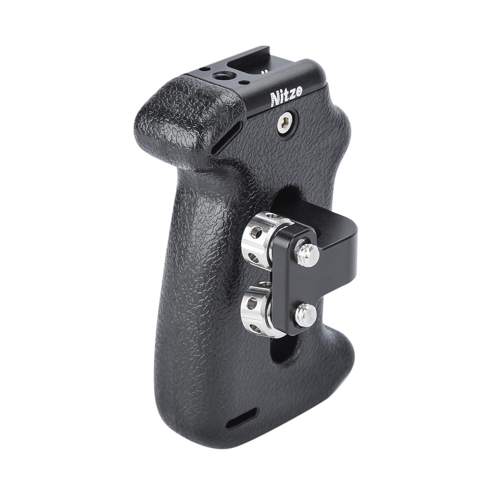Nitze Mini Side Handle with Dual 1/4" Screws,Aluminum Camera Cage Handgrip for Left and Right Direction, Up and Down Adjustable, with Built-in Cold Shoe and Threaded Hole -PA22-H2