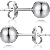 Jiahanzb 925 Sterling Silver Ball Stud Earrings for Women Men Hypoallergenic Ball Earrings 4mm-8mm