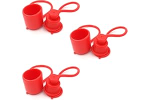 ANHAN 3/4"" Flat Face Hydraulic Quick Coupler Dust Cap and Plug for Bobcat,Red Rubber Skid Steer Flat Face Coupling Male Dust Cap and Female Plug Covers 3set, 0.75 Inch