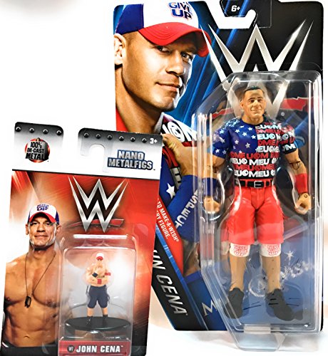 COLLECTIBLE - SET OF 2 - WWE MAKE - A - WISH ACTION FIGURE - JOHN CENA AND COLLECTIBLE NANO METALFICS