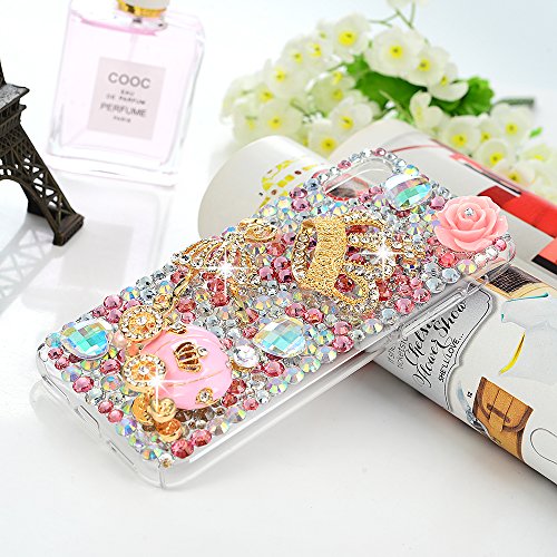 iPhone X Case, Mavis's Diary Full Edge Protective Plastic Case, 3D Handmade Crystal Clear Bling Full Diamonds Colorful Shiny Rhinestone Pink Pumpkin Car Gold Crown Hard PC Cover for iPhone X Edition
