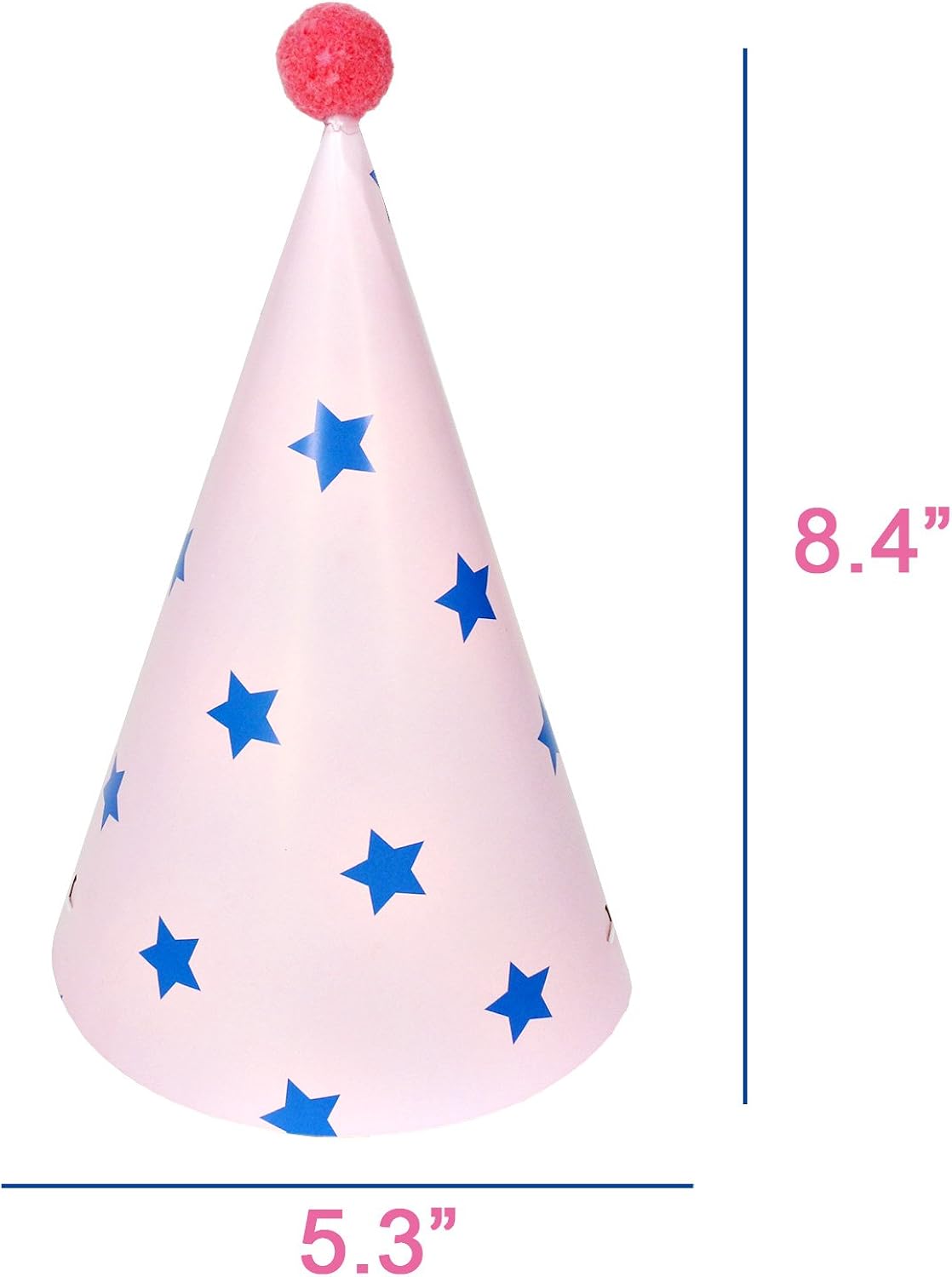 Beurio Kids Happy Birthday Paper Party Cone Hats with Pom Poms, 12ct: Clothing