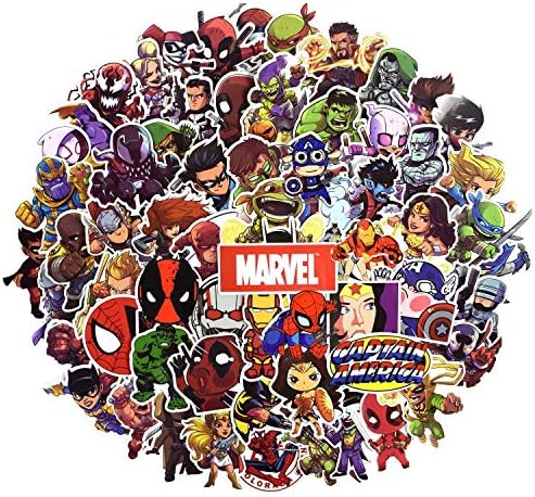 Laptop Sticker Pack 100 Pcs,Sanmatic Superhero Sticker Unique Cool Stickers Waterbottle Notebook Guitar Skateboard Travel Kid Adults Stickers Waterproof …