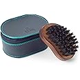 Man Arden Pocket Size Beard Brush with Hand Crafted Premium Wood Handle with Premium Faux Leather Pouch