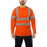 Kolossus Hi Vis Construction Shirts for Men Long Sleeve Reflective Safety Work Shirt Front Pocket Yellow Orange Class 3