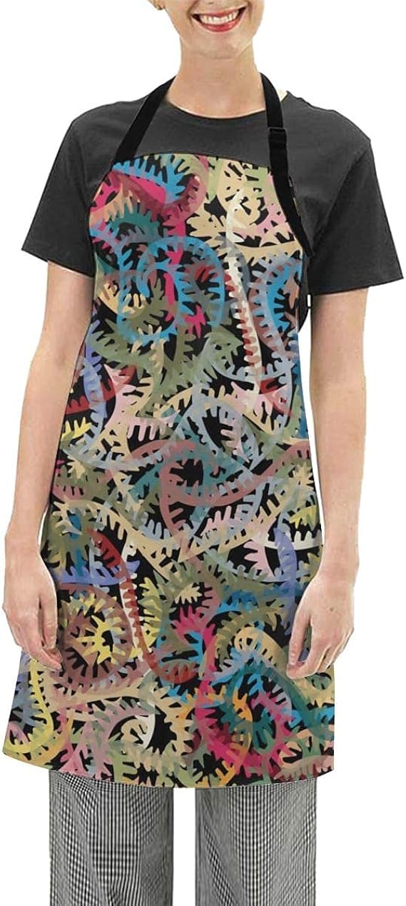 Aprons for Women Unique Lines Texture Vector Water Resistant Cooking