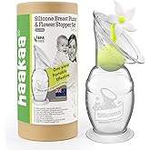 haakaa Manual Breast Pump with Suction Base and Flower Stopper Set for Breastfeeding (5oz/150ml)(White)