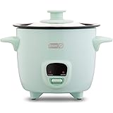 Dash DRCM200GBAQ04 Mini Rice Cooker Steamer with Removable Nonstick Pot, Keep Warm Function & Recipe Guide, Aqua