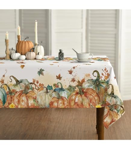4 Pcs Fall Tablecloth 108 X 54 Inch Plastic Pumpkin Tablecloth
