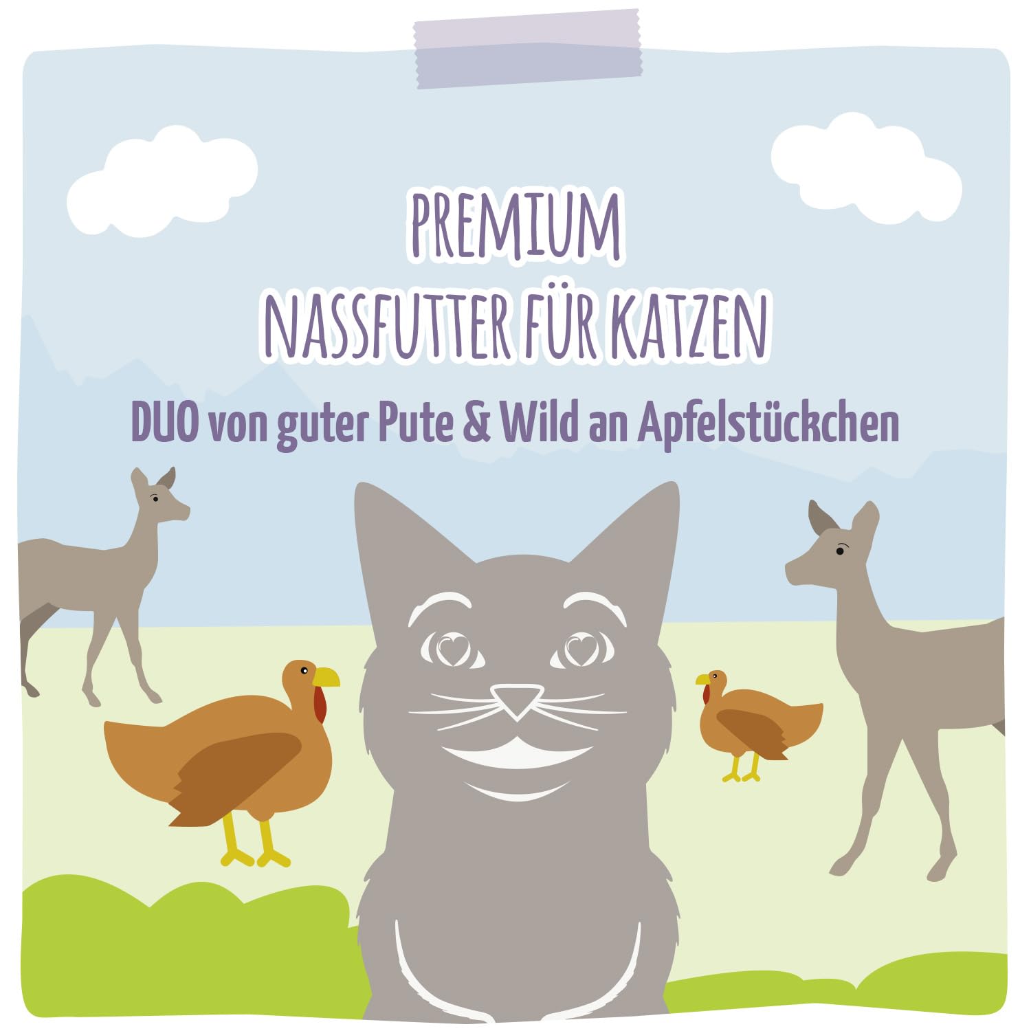 MjAMjAM - Premium Nassfutter für Katzen - DUO von guter Pute & Wild an Apfelstückchen, 6er Pack (6 x 400g), getreidefrei mit extra viel Fleisch 5