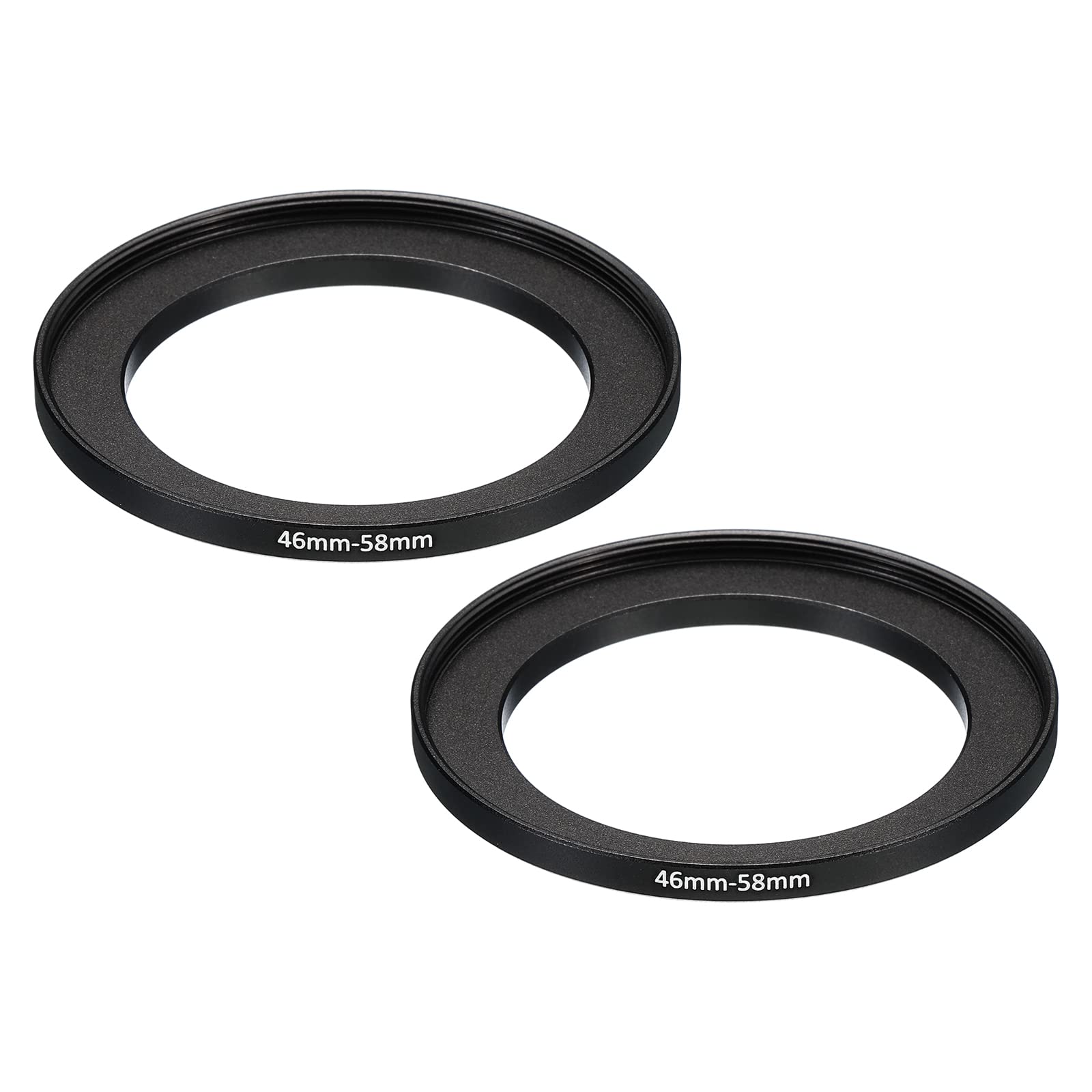 PATIKIL 46mm-58mm Metal Step Up Ring, 2 Pack Camera Lens Filter Adapter Ring Aluminum Filter Adapter Ring for Camera Lenses Hood, Black