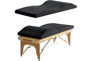 QIRROBONI Curvy Massage Bed Topper - High Density Foam Lash Bed Topper with Soft Touch Short Plush and Ergonomic Design, Non-Slip Esthetician Massage Table Mattress Pad for Beauty Salon, 70x28 Inch, Black