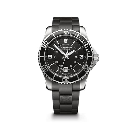 Victorinox Swiss Army Mens 241698 Maverick Watch with Black Dial and Black Rubber Strap