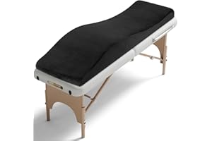 FAHKNS Lash Bed Topper, Ergonomic Lash Bed Foam Topper, High Density Foam Massage Table Pad, Curvy Esthetician Mattress, Washable Massage Table Padding Cushion for Beauty Salon, 70.8in×23.6in, Black