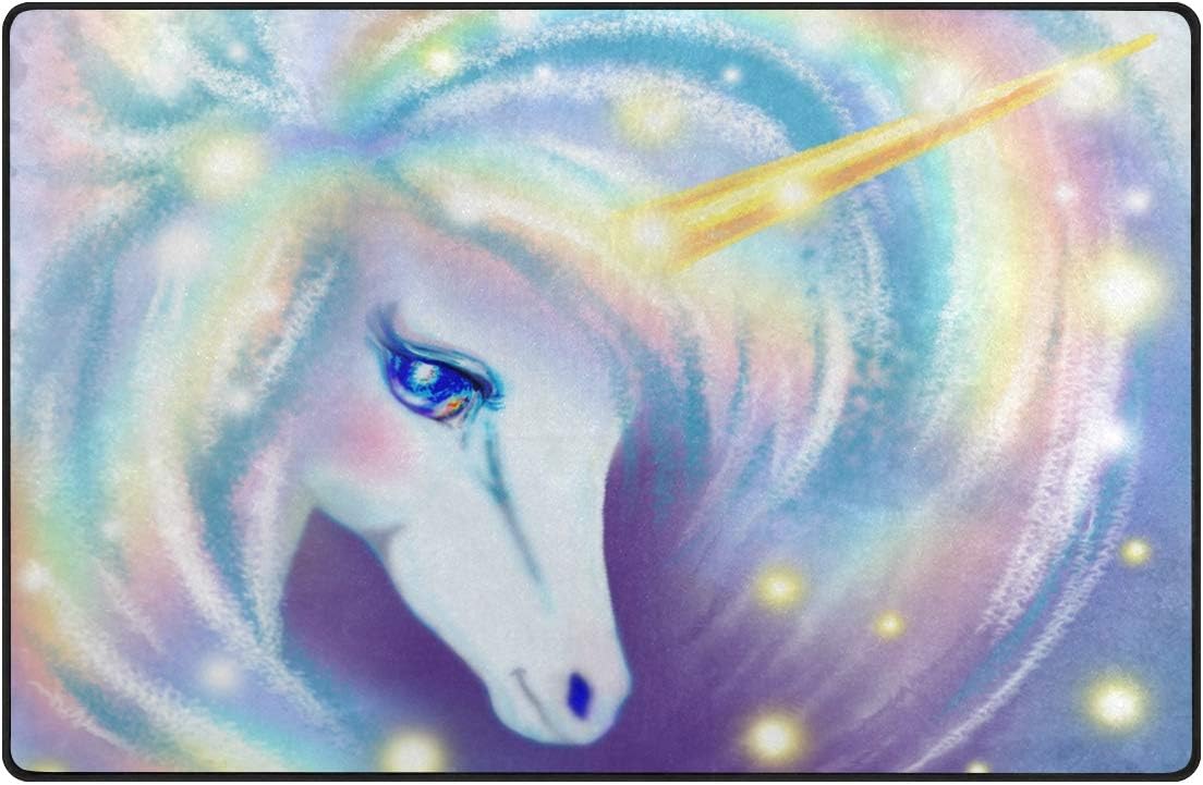 39 X 60 Inches 100 X 150 Cm Rainbow Unicorn Nursery Rug Floor Carpet Yoga Mat 3 X 5 Naanle Unicorn Non Slip Area Rug For Living Dinning Room Bedroom Kitchen