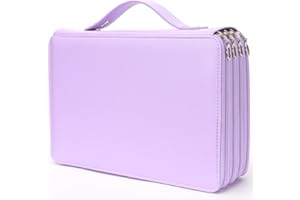 Vomgomfom Colored Pencil Holder - 200 Slot Deluxe PU Leather Pencil Case with Zipper Closure, Large Capacity for Watercolor Pens or Markers, Artist Organizer (Purple)