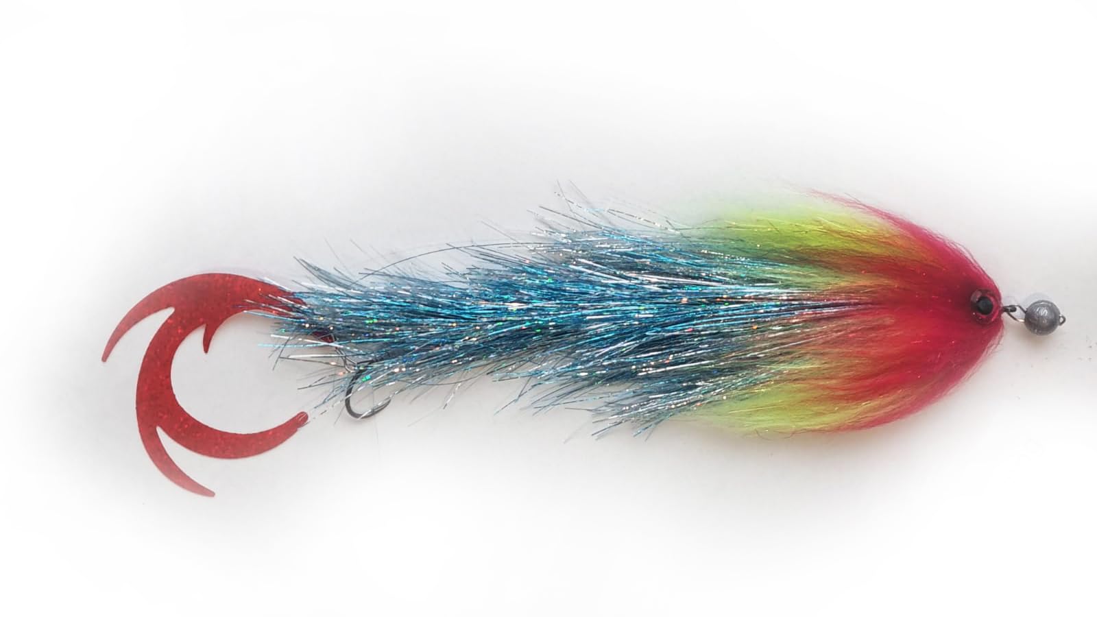 FISHIN ADDICT Red Head Flame fishing jig fly - Sea bass, pike, perch 200mm