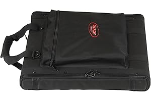 SKB Cases 1U Soft Rack Case for Wireless Microphone Systems with Steel Rails, Heavy Duty Zippers, Outer Pocket and Shoulder Straps, Black