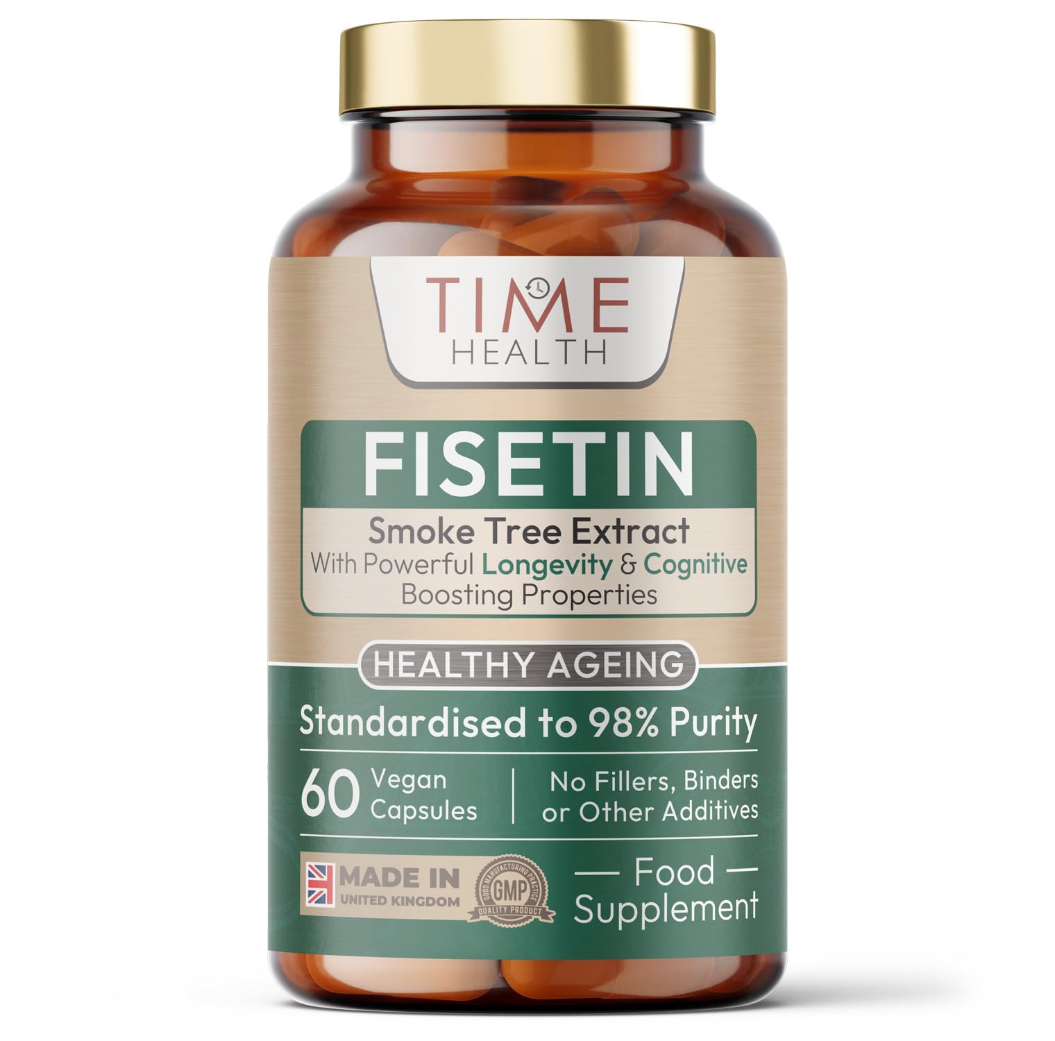 Fisetin - Ultra Pure - 100mg - Anti-Ageing - Autophagy - Senolytic - GMP Standards - UK Made - Vegan - 60 Capsules