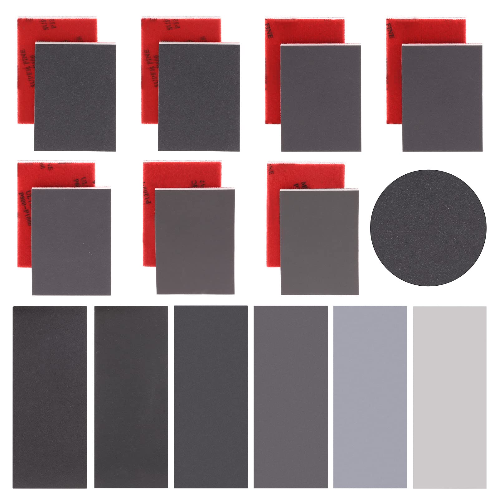 Tanstic 32Pcs 320-2500 Grit Sanding Sponge Sanding Pads Flexible Wet Dry Soft Foam Sanding Blocks with 240-5000 Grit Sanding Paper Abrasive Sandpaper for Wood Metal Drywall Furniture