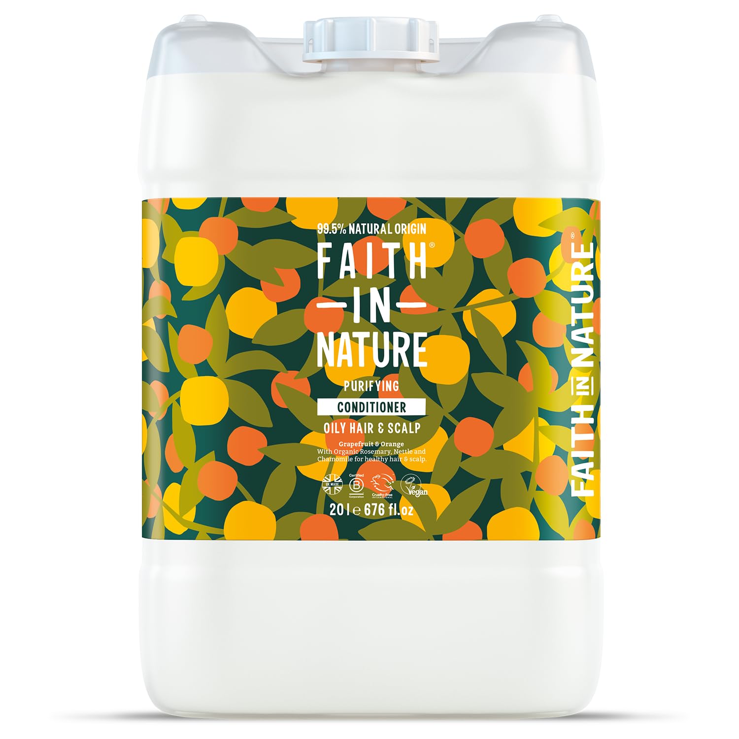 Faith In Nature Natural Grapefruit & Orange Conditioner, Invigorating, Vegan & Cruelty Free, No SLS or Parabens, For Normal to Dry Hair, 5L Refill Pack