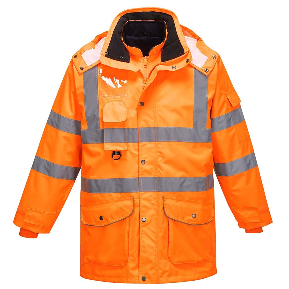 Portwest RT27 Waterproof Hi-Vis Breathable 7-in-1 Traffic Jacket Orange, 5X-Large