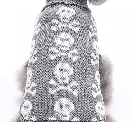 MaruPet Christmas Dog Ribbed Knit Sweater Knitwear Turtleneck Toxic Kintted Doggie Halloween Hoodies Apparel for Small Dog Gray XL