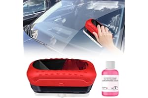 Qeuxv Efficient Car Glass Oil Film Cleaner, 2024 New Car Oil Film Cleaning Brush, Windshield Cleaning Plate, Car Hydrophobic Glass Coating Cleaner (1, Red-Refill Solution)