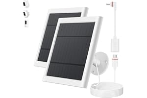 PAODEKUA Solar Panel for Ring Camera, 2 Pack 4W Solar Charger Compatible with Rings Spotlight &All-New Stick Up Outdoor Cam Battery, 10ft Long Cable with USB-C to Ring Barrel Plug Adapter