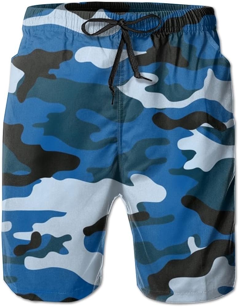 blue camo swim shorts