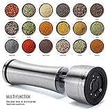 Electric Salt and Pepper Grinder Shakers, CANPER Battery Operated Stainless Steel Pepper Mills （1 Pack）