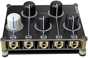 SOLUPEAK mini 4-way audio mixer Stereo 4-in-1-out AUX, Passive 3.5mm line levels control MX41