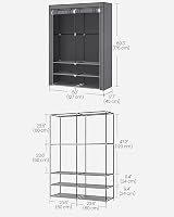 SONGMICS Portable Clothes Wardrobe 2 Hanging Rails Grey 45x127x176cm view 7