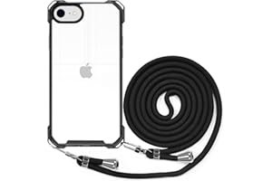 BEIMEITU Crossbody Strap Phone Case for iPhone se 2022/se 2020/7/8, Crossbody Cover with Neck Cord Strap,Transparent Clear PC Lanyard Phone Case for iPhone se2022
