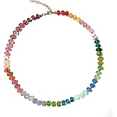 Handmade Beaded Necklace for Women, Rainbow Boho Bead Choker Necklace, Gemstone Beaded Necklaces, Natural Stone Necklace Gift