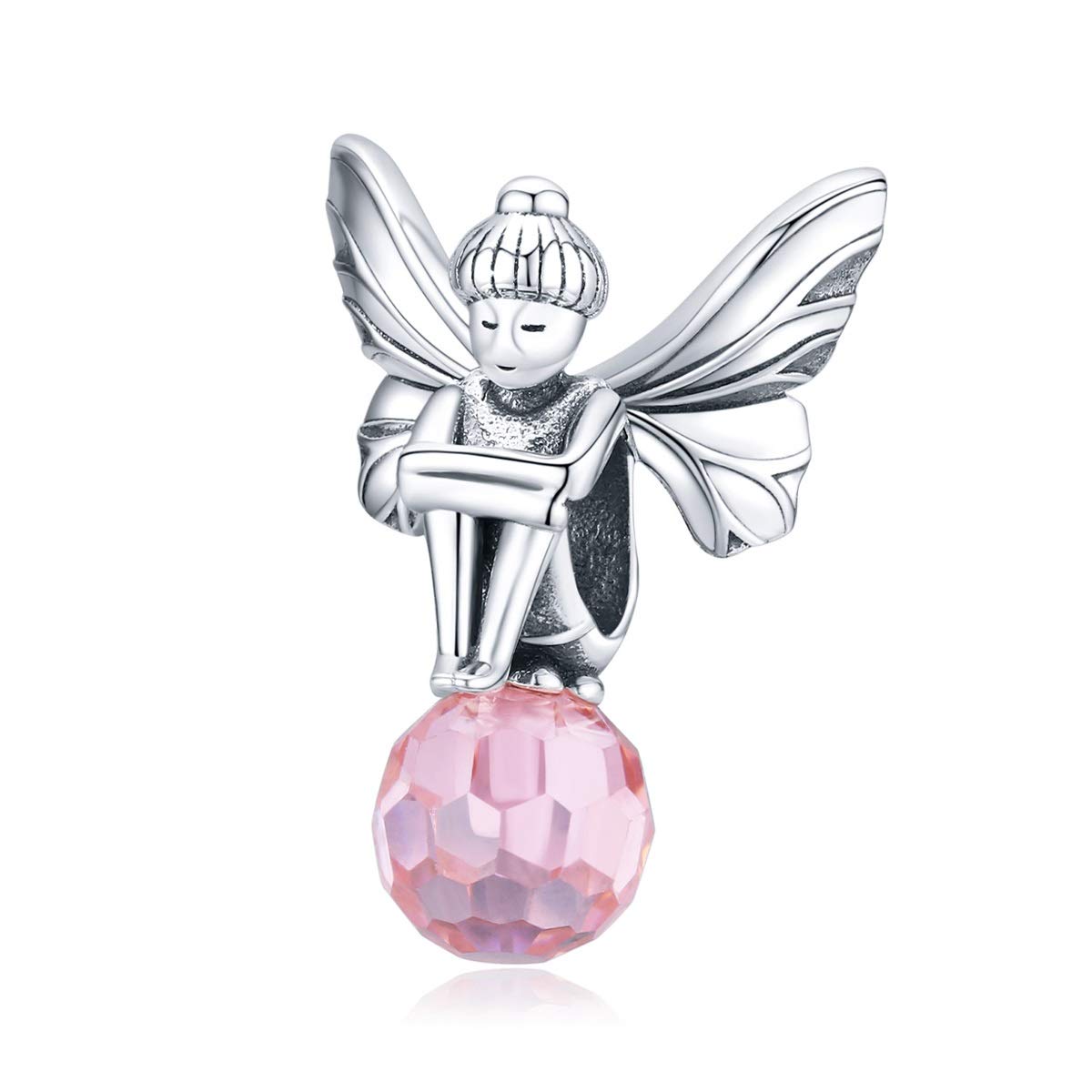FeatherWish 925 Sterling Silver Flower Fairy Charm Family Elf Bead Fits And Compatible with Pandora Bracelets Gift for Daughter, Mum, Sister, Best Friend, Wife Birthday