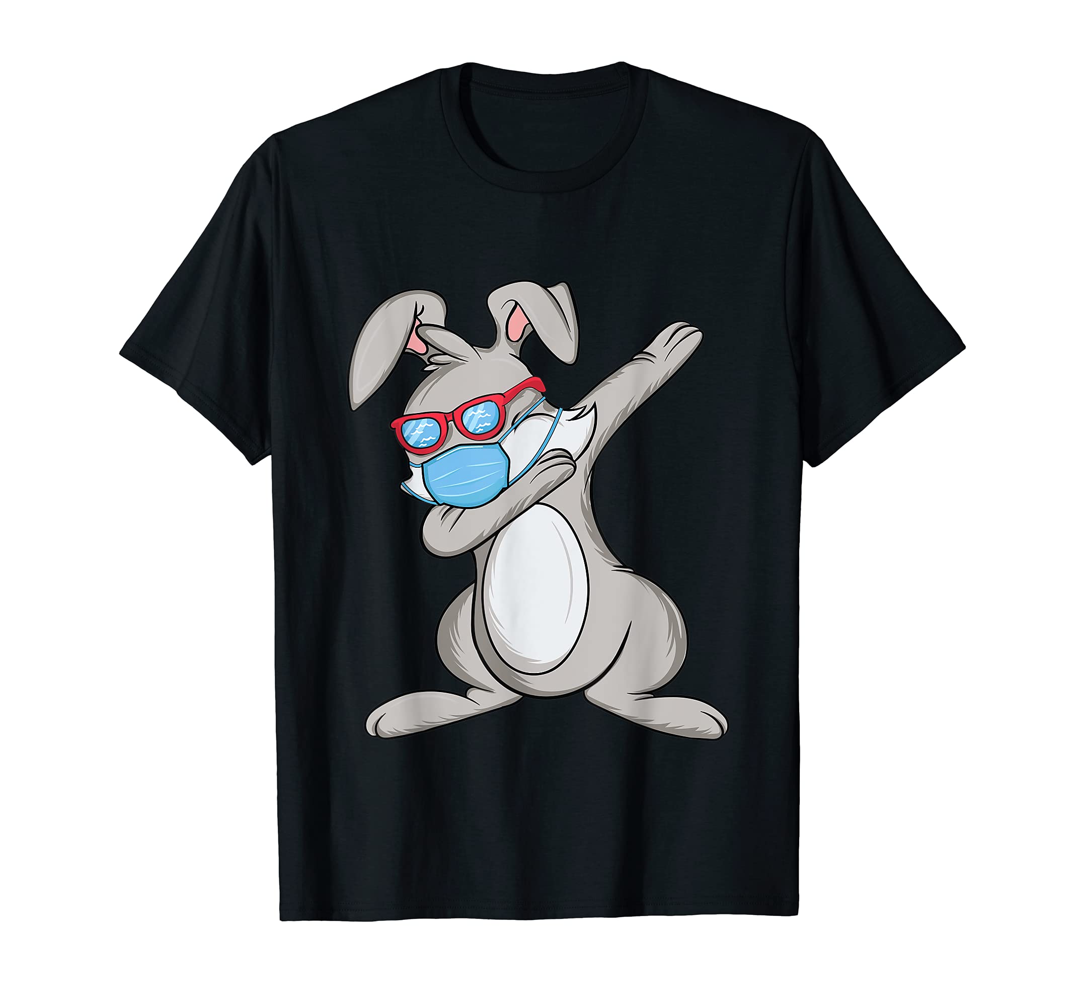 Dabbing Easter Bunny Wearing Face Mask T-Shirt