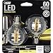 Feit Electric BPG1660/827/LED/2 Decorative Glass Filament LED Dimmable 60W Equivalent Soft White Globe Bulb, Clear, 2-Pack