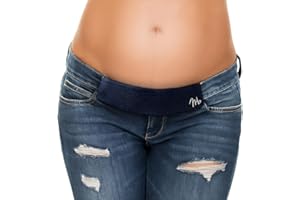Maeband Maternity Belly Band | Pregnancy Belt, Waistband Extender, Pregnancy Clothes, Maternity Jeans (Medium, Denim Blue)
