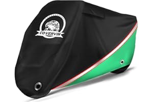 COVERVIN Motorcycle Cover, All Season Waterproof Outdoor Sun Protection Fit up to 104 Inch Harley Davidson Honda Suzuki Kawasaki Yamaha Night Reflective with Ventilation Holes (Black&Green)