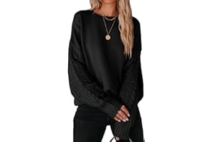 ZESICA Women's 2024 Fall Long Sleeve Crew Neck Solid Color Cable Knit Chunky Casual Oversized Pullover Sweater Tops