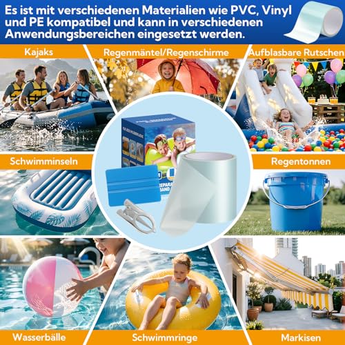AVAKY Swimming Pool Repair Tape Kit, 10 x 350 cm Underwater Adhesive Tape for Swimming Pool, Transparent, PVC Patches for Pool, Accessories for Swimming Pool Above Ground for Inflatable Mattress Liner