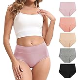 FEIDINI Women's Cotton Underwear High Waisted Briefs Stretch Full Coverage Panties