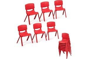 KOTEK Kids Stack Resin Chairs w/Carrying Handle, 6-Pack, Kids Indoor/Outdoor Plastic Stackable Chairs for Home, Playroom, Day