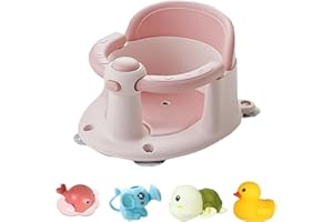EASYFORALL Baby Bath Seat for Infant Toddler 6 Months and up, Portable Foldable Non-Slip Baby Bathtub Seat 4 Secure Suction Cups for Baby Sitting Up (Pink)