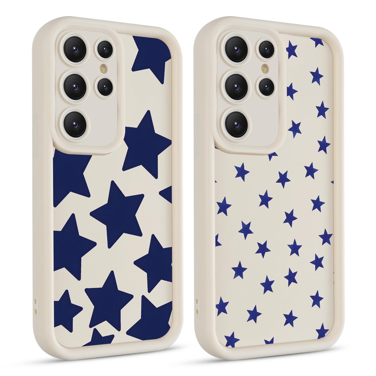 lioscre 2 Pack Cute Star Phone Case for Samsung Galaxy S23 Ultra 5G 6.8", Aesthetic Coquette Blue Cool Y2K Pattern Print Design Women Girls Case Soft Slim Shockproof TPU Protective Funda Cover