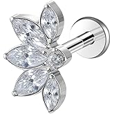 ENONTY 1pcs 16G 18G G23 Titanium Threadless Labret Studs Push-in Labret Lip Cluster Tragus Helix Conch Lobe Rook Cartilage Push Back Piercing Jewelry Earring